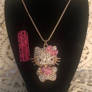 NWT Betsey Johnson Hello Kitty Crystal Pendant Necklace
